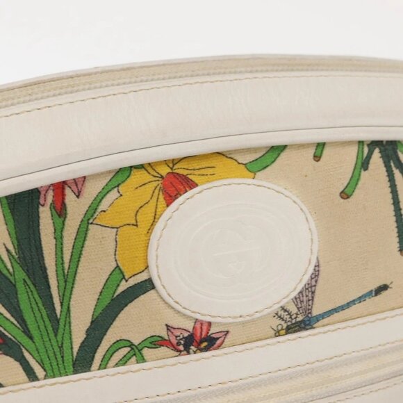GUCCI Flora Shoulder Bag Canvas Beige Gold 001 - Picture 13 of 16